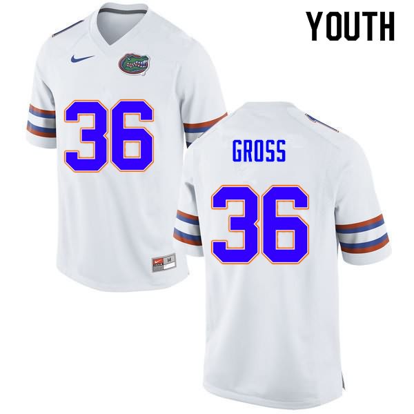 Youth NCAA Florida Gators Dennis Gross #36 Stitched Authentic Nike White College Football Jersey SXL5465QF